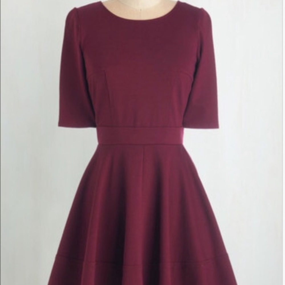 Modcloth Dote About It Dress in Wine
